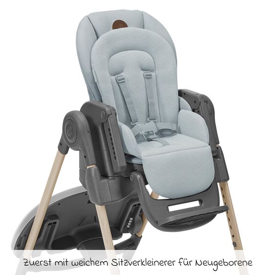 Maxi-Cosi Hochstuhl Minla mitwachsend ab Geburt - 14 Jahre - Hochstuhl, Babyliege mit Liegefunktion & Tablett - Beyound - Grey Eco