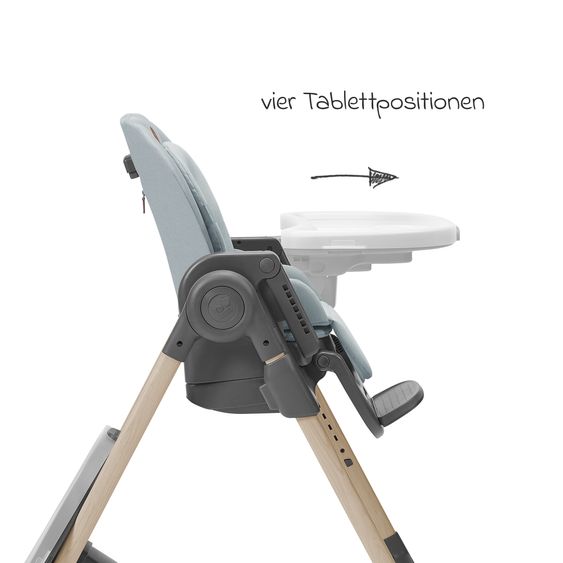 Maxi-Cosi Hochstuhl Minla mitwachsend ab Geburt - 14 Jahre - Hochstuhl, Babyliege mit Liegefunktion & Tablett - Beyound - Grey Eco