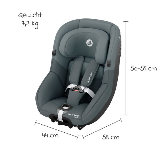 Maxi-Cosi Pearl S i-Size child car seat from birth - 4 years (61 cm - 105 cm) with Easy-in hook & G-Cell side impact technology - Tonal Graphite