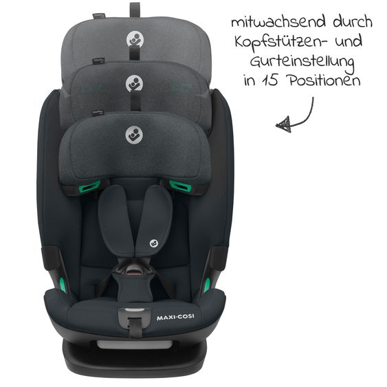 Maxi-Cosi Kindersitz Titan Plus i-Size ab 15 Monate - 12 Jahre (76 cm-150 cm) (9-36 kg) mit G-Cell Seitenaufprallschutz, Isofix & Top Tether - Authentic Graphite