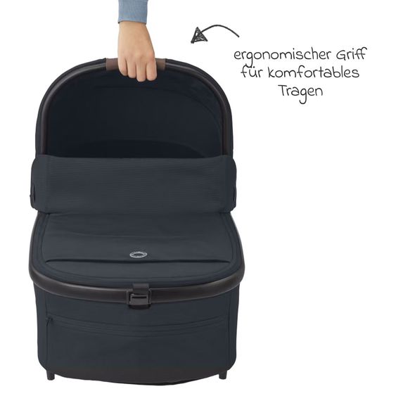 Maxi-Cosi Kombi-Kinderwagen Lila XP Plus inkl. Babywanne, geräumiger XL Korb bis 10 kg, umsetzbare Sitzeinheit, bis 22kg - Essential Graphite