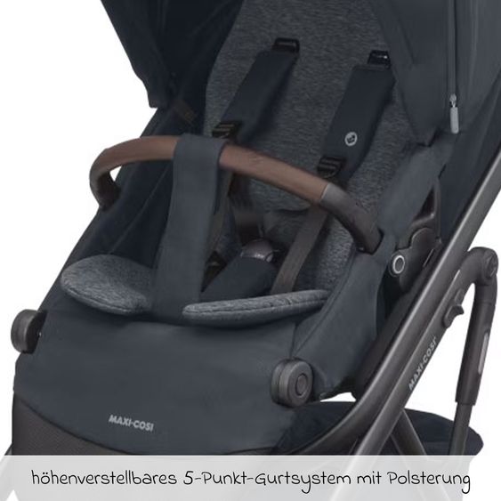 Maxi-Cosi Kombi-Kinderwagen Lila XP Plus inkl. Babywanne, geräumiger XL Korb bis 10 kg, umsetzbare Sitzeinheit, bis 22kg - Essential Graphite