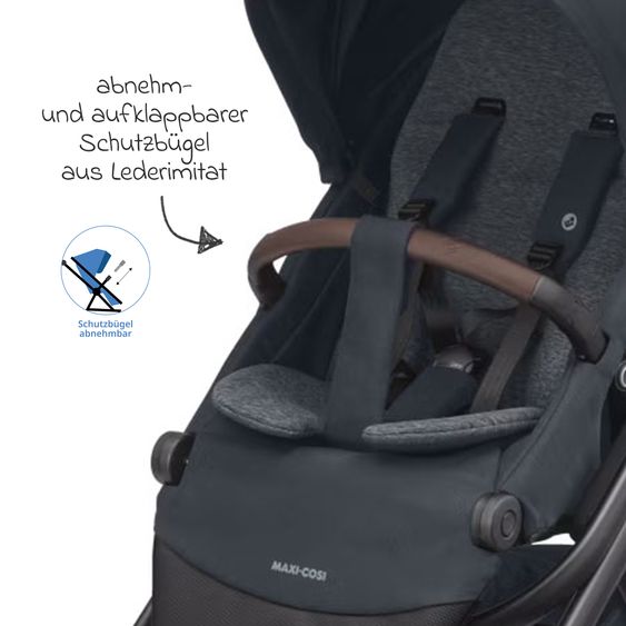 Maxi-Cosi Kombi-Kinderwagen Lila XP Plus inkl. Babywanne, geräumiger XL Korb bis 10 kg, umsetzbare Sitzeinheit, bis 22kg - Essential Graphite