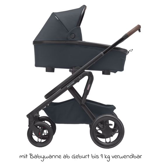 Maxi-Cosi Kombi-Kinderwagen Lila XP Plus inkl. Babywanne, geräumiger XL Korb bis 10 kg, umsetzbare Sitzeinheit, bis 22kg - Essential Graphite