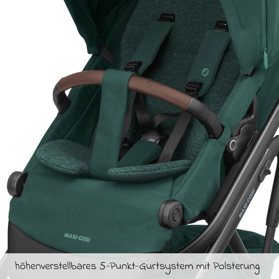 Maxi-Cosi Kombi-Kinderwagen Lila XP Plus inkl. Babywanne, geräumiger XL Korb bis 10 kg, umsetzbare Sitzeinheit, bis 22kg - Essential Green