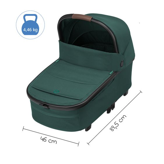 Maxi-Cosi Kombi-Kinderwagen Lila XP Plus inkl. Babywanne, geräumiger XL Korb bis 10 kg, umsetzbare Sitzeinheit, bis 22kg - Essential Green