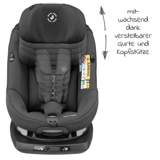 Maxi-Cosi Reboarder-Kindersitz AxissFix i-Size 360° 4 Monate-4 Jahre (61-105cm) Isofix,Sitzschoner,Organizer - Authentic Graphite