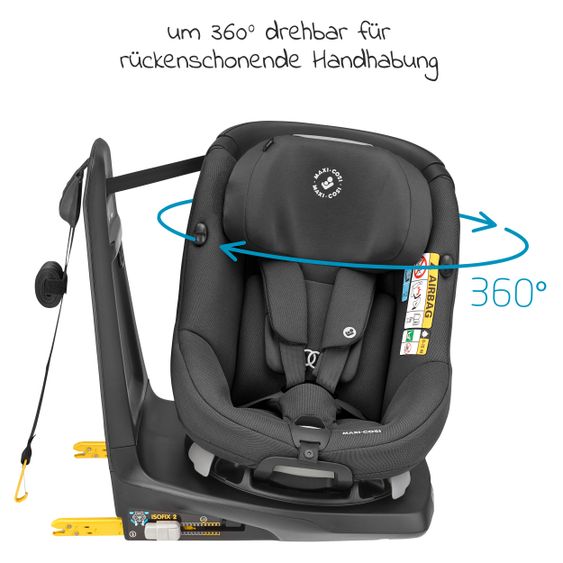 Maxi-Cosi Reboarder-Kindersitz AxissFix i-Size 360° 4 Monate-4 Jahre (61-105cm) Isofix,Sitzschoner,Organizer - Authentic Graphite