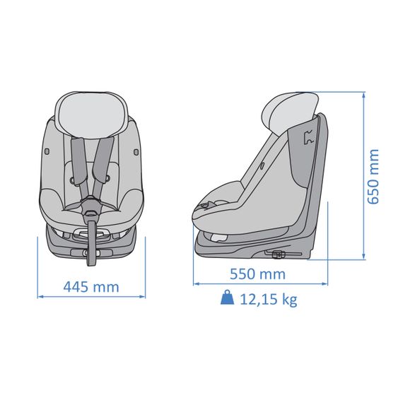 Maxi-Cosi Reboarder-Kindersitz AxissFix i-Size 360° drehbar 4 Monate-4 Jahre (61-105cm) Isofix-Basis - Authentic Graphite