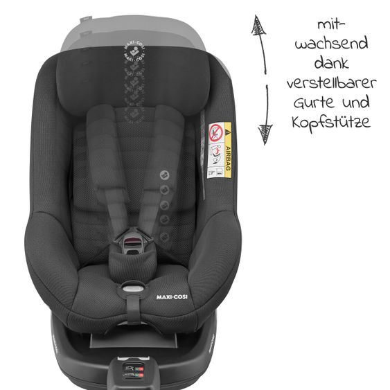 Maxi-Cosi Seggiolino Beryl reboarder misura 0+/1/2 dalla nascita -7 anni (dalla nascita-25 kg) posizione reclinabile e base Isofix - Nero Autentico