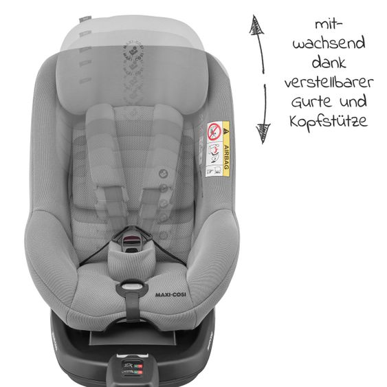 Maxi-Cosi Seggiolino Beryl reboarder misura 0+/1/2 dalla nascita -7 anni (dalla nascita-25 kg) posizione reclinabile e base Isofix - Grigio Autentico