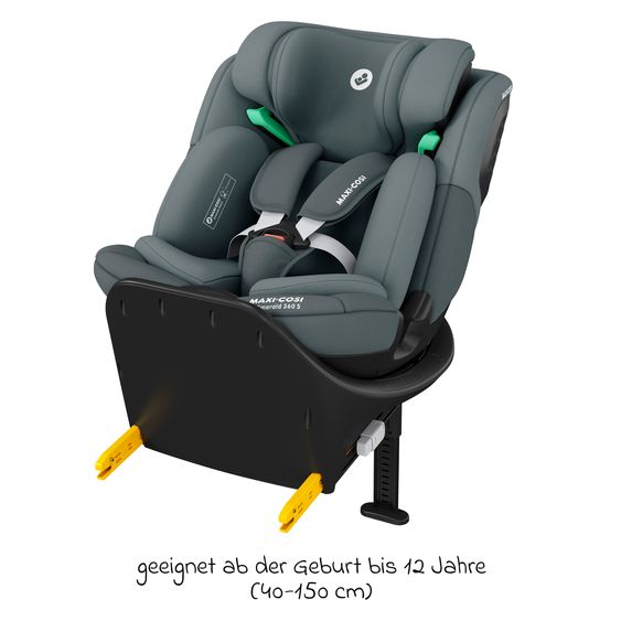 Maxi-Cosi Reboarder-Kindersitz Emerald 360 S i-Size drehbar ab Geburt - 12 Jahre (40 cm - 150 cm) mit G-Cell Seitenaufpralltechnologie & Isofix-Base - Tonal Graphite