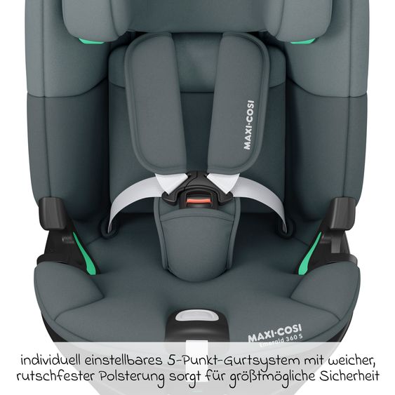 Maxi-Cosi Reboarder-Kindersitz Emerald 360 S i-Size drehbar ab Geburt - 12 Jahre (40 cm - 150 cm) mit G-Cell Seitenaufpralltechnologie & Isofix-Base - Tonal Graphite