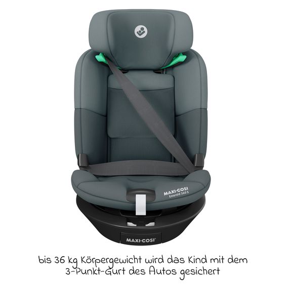 Maxi-Cosi Reboarder-Kindersitz Emerald 360 S i-Size drehbar ab Geburt - 12 Jahre (40 cm - 150 cm) mit G-Cell Seitenaufpralltechnologie & Isofix-Base - Tonal Graphite