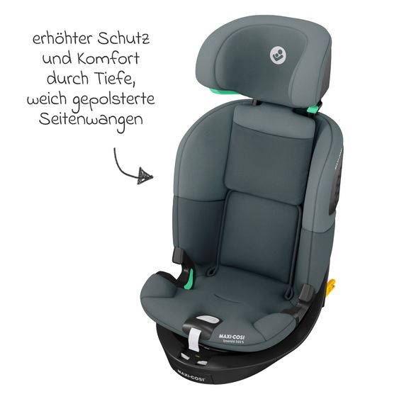 Maxi-Cosi Reboarder-Kindersitz Emerald 360 S i-Size drehbar ab Geburt - 12 Jahre (40 cm - 150 cm) mit G-Cell Seitenaufpralltechnologie & Isofix-Base - Tonal Graphite