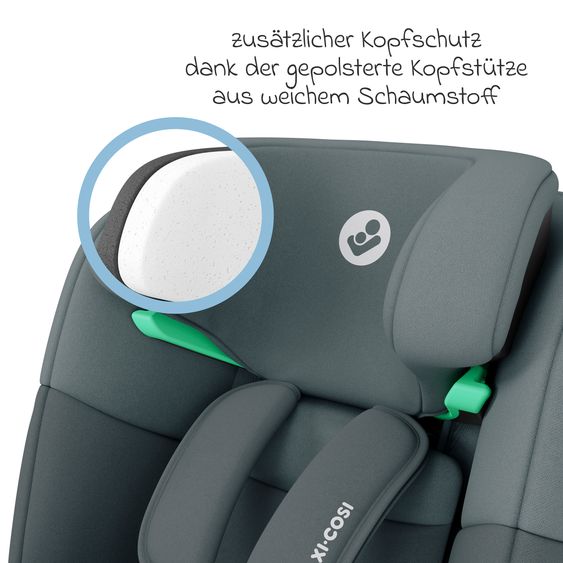 Maxi-Cosi Reboarder-Kindersitz Emerald 360 S i-Size drehbar ab Geburt - 12 Jahre (40 cm - 150 cm) mit G-Cell Seitenaufpralltechnologie & Isofix-Base - Tonal Graphite