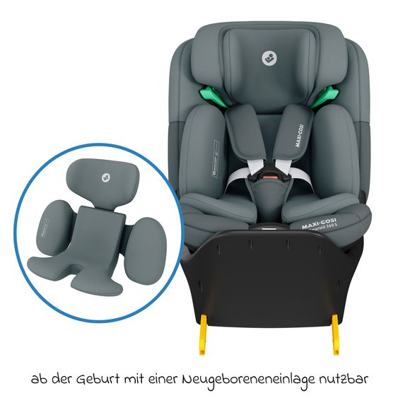 Maxi-Cosi Reboarder-Kindersitz Emerald 360 S i-Size drehbar ab Geburt - 12 Jahre (40 cm - 150 cm) mit G-Cell Seitenaufpralltechnologie & Isofix-Base - Tonal Graphite