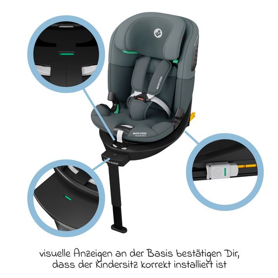 Maxi-Cosi Reboarder-Kindersitz Emerald 360 S i-Size drehbar ab Geburt - 12 Jahre (40 cm - 150 cm) mit G-Cell Seitenaufpralltechnologie & Isofix-Base - Tonal Graphite