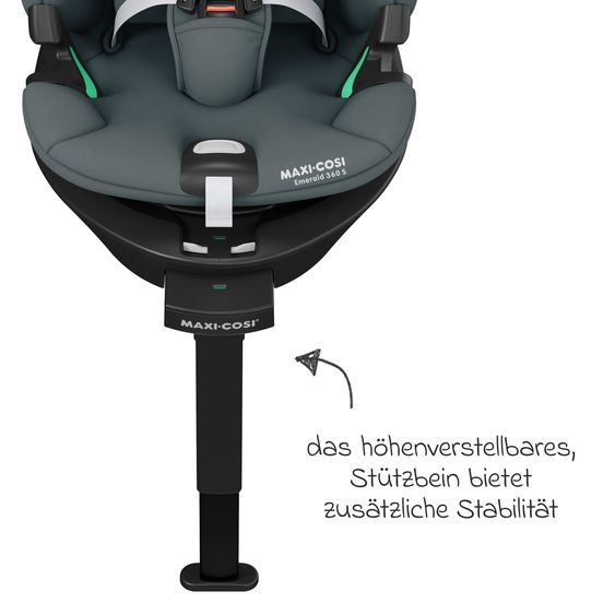 Maxi-Cosi Reboarder-Kindersitz Emerald 360 S i-Size drehbar ab Geburt - 12 Jahre (40 cm - 150 cm) mit G-Cell Seitenaufpralltechnologie & Isofix-Base - Tonal Graphite