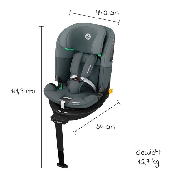 Maxi-Cosi Reboarder-Kindersitz Emerald 360 S i-Size drehbar ab Geburt - 12 Jahre (40 cm - 150 cm) mit G-Cell Seitenaufpralltechnologie & Isofix-Base - Tonal Graphite