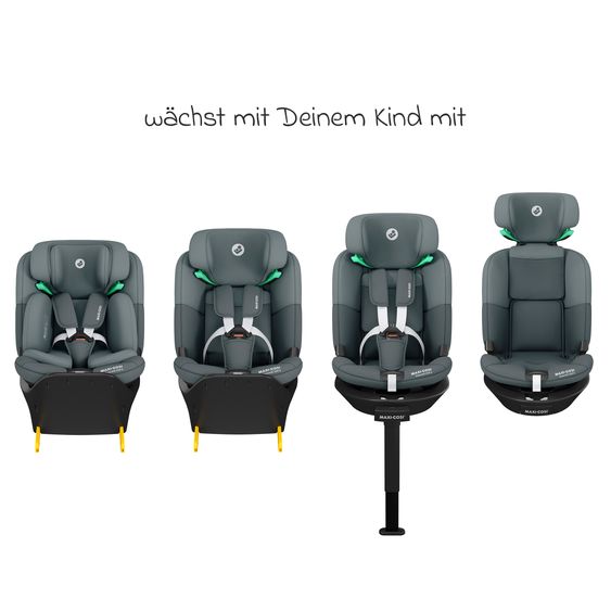 Maxi-Cosi Reboarder-Kindersitz Emerald 360 S i-Size drehbar ab Geburt - 12 Jahre (40 cm - 150 cm) mit G-Cell Seitenaufpralltechnologie & Isofix-Base - Tonal Graphite