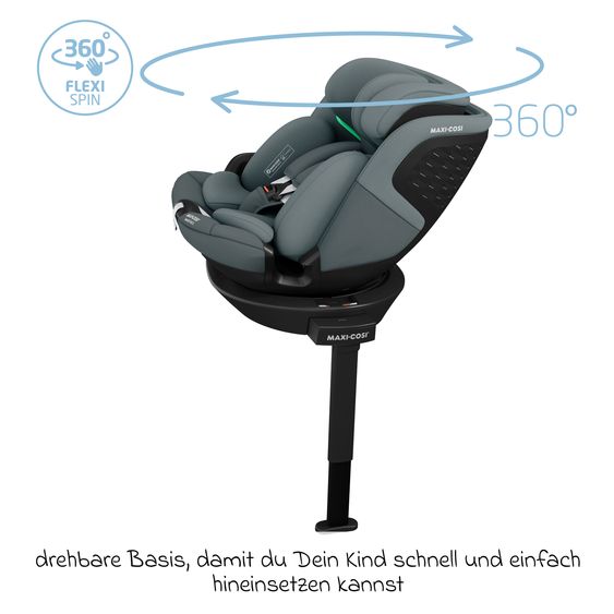 Maxi-Cosi Reboarder-Kindersitz Emerald 360 S i-Size drehbar ab Geburt - 12 Jahre (40 cm - 150 cm) mit G-Cell Seitenaufpralltechnologie & Isofix-Base - Tonal Graphite