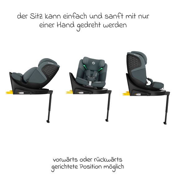 Maxi-Cosi Reboarder-Kindersitz Emerald 360 S i-Size drehbar ab Geburt - 12 Jahre (40 cm - 150 cm) mit G-Cell Seitenaufpralltechnologie & Isofix-Base - Tonal Graphite