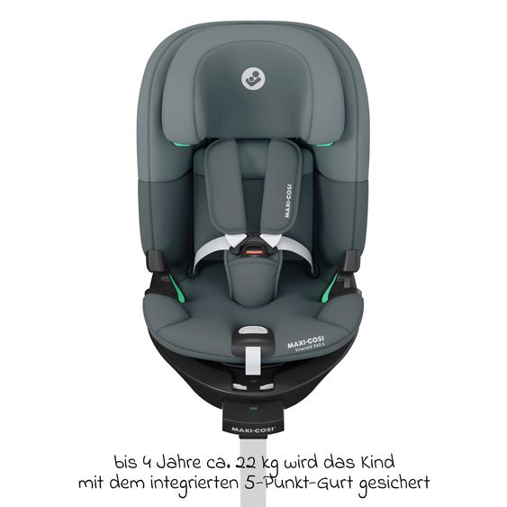 Maxi-Cosi Reboarder-Kindersitz Emerald 360 S i-Size drehbar ab Geburt - 12 Jahre (40 cm - 150 cm) mit G-Cell Seitenaufpralltechnologie & Isofix-Base - Tonal Graphite