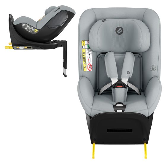 Maxi-Cosi Reboarder-Kindersitz Mica Eco i-Size drehbar ab 3 Monate - 4 Jahre (61 - 105 cm) mit Isofix-Basis - Authentic Grey