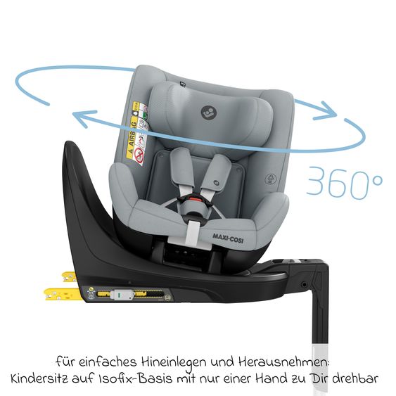 Maxi-Cosi Reboarder-Kindersitz Mica Eco i-Size drehbar ab 3 Monate - 4 Jahre (61 - 105 cm) mit Isofix-Basis - Authentic Grey