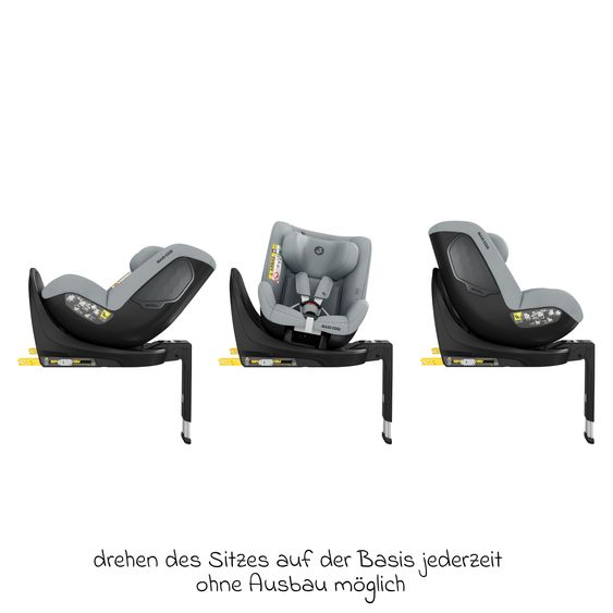 Maxi-Cosi Seggiolino Reboarder Mica Eco i-Size ruotabile da 3 mesi a 4 anni (40 - 105 cm) con base Isofix - Grigio Autentico