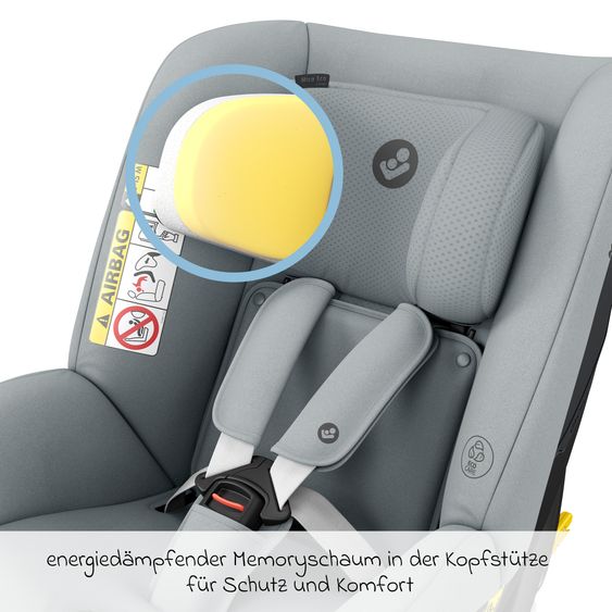 Maxi-Cosi Reboarder-Kindersitz Mica Eco i-Size drehbar ab 3 Monate - 4 Jahre (61 - 105 cm) mit Isofix-Basis - Authentic Grey