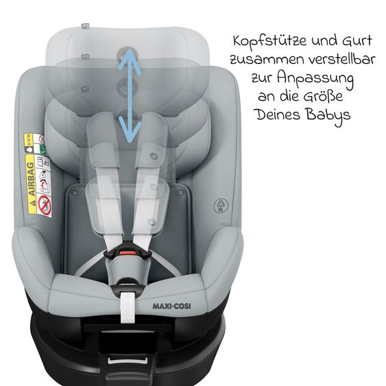 Maxi-Cosi Reboarder-Kindersitz Mica Eco i-Size drehbar ab 3 Monate - 4 Jahre (61 - 105 cm) mit Isofix-Basis - Authentic Grey