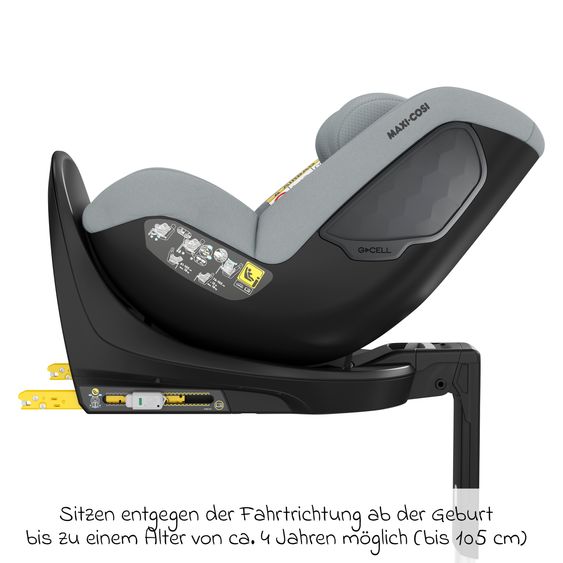 Maxi-Cosi Reboarder-Kindersitz Mica Eco i-Size drehbar ab 3 Monate - 4 Jahre (61 - 105 cm) mit Isofix-Basis - Authentic Grey