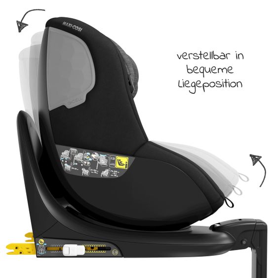 Maxi-Cosi Reboarder-Kindersitz Mica i-Size 360° drehbar ab Geburt-4 Jahre (40-105 cm) Isofix-Basis - Authentic Black