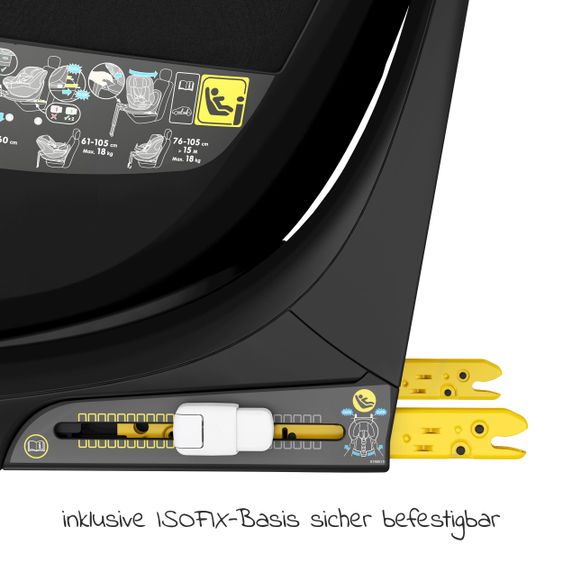 Maxi-Cosi Reboarder-Kindersitz Mica i-Size 360° drehbar ab Geburt-4 Jahre (40-105 cm) Isofix-Basis - Authentic Black