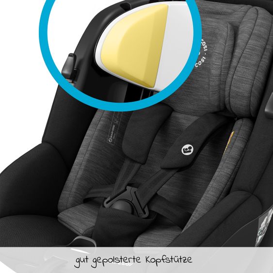 Maxi-Cosi Reboarder-Kindersitz Mica i-Size 360° drehbar ab Geburt-4 Jahre (40-105 cm) Isofix-Basis - Authentic Black