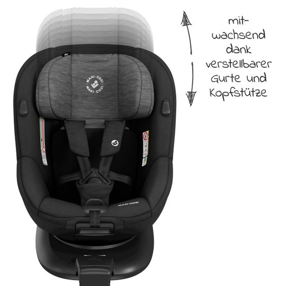Maxi-Cosi Reboarder-Kindersitz Mica i-Size 360° drehbar ab Geburt-4 Jahre (40-105 cm) Isofix-Basis - Authentic Black
