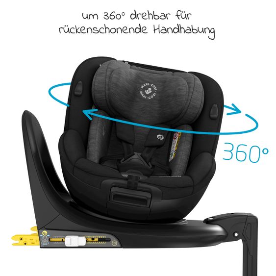 Maxi-Cosi Reboarder-Kindersitz Mica i-Size 360° drehbar ab Geburt-4 Jahre (40-105 cm) Isofix-Basis - Authentic Black