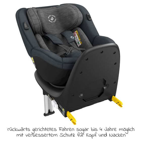 Maxi-Cosi Reboarder-Kindersitz Mica i-Size 360° drehbar ab Geburt-4 Jahre (40-105 cm) Isofix-Basis - Authentic Graphite