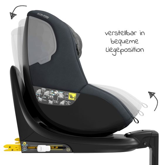 Maxi-Cosi Reboarder-Kindersitz Mica i-Size 360° drehbar ab Geburt-4 Jahre (40-105 cm) Isofix-Basis - Authentic Graphite