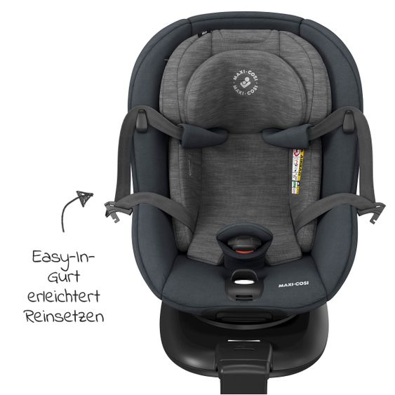 Maxi-Cosi Reboarder-Kindersitz Mica i-Size 360° drehbar ab Geburt-4 Jahre (40-105 cm) Isofix-Basis - Authentic Graphite