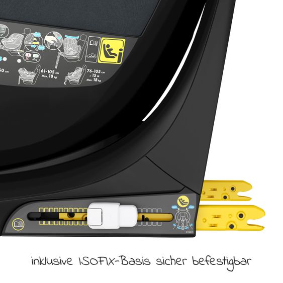 Maxi-Cosi Reboarder-Kindersitz Mica i-Size 360° drehbar ab Geburt-4 Jahre (40-105 cm) Isofix-Basis - Authentic Graphite