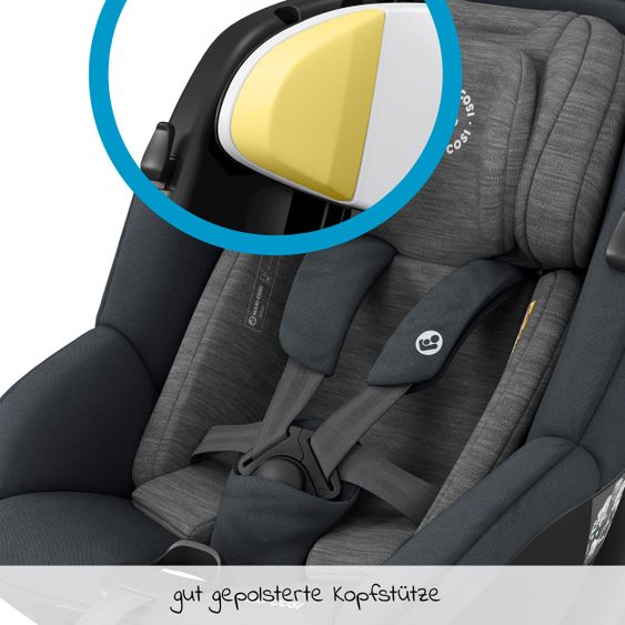 Maxi-Cosi Reboarder-Kindersitz Mica i-Size 360° drehbar ab Geburt-4 Jahre (40-105 cm) Isofix-Basis - Authentic Graphite