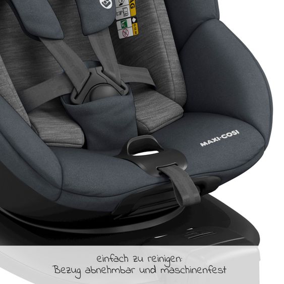 Maxi-Cosi Reboarder-Kindersitz Mica i-Size 360° drehbar ab Geburt-4 Jahre (40-105 cm) Isofix-Basis - Authentic Graphite