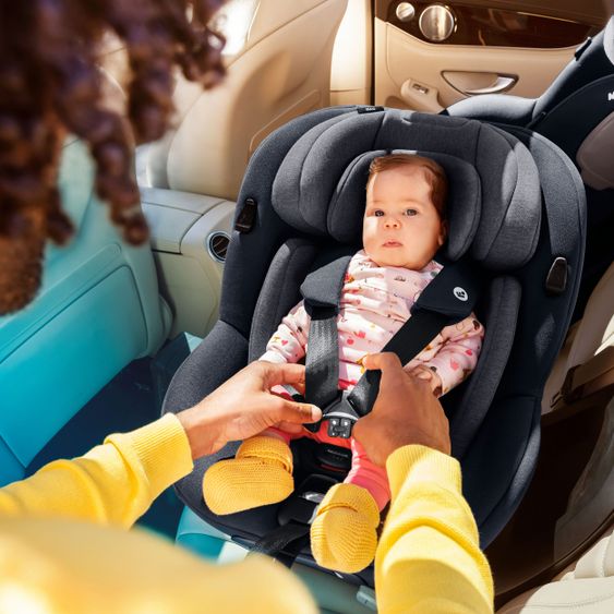 Maxi-Cosi Reboarder-Kindersitz Mica i-Size 360° drehbar ab Geburt-4 Jahre (40-105 cm) Isofix-Basis - Authentic Graphite