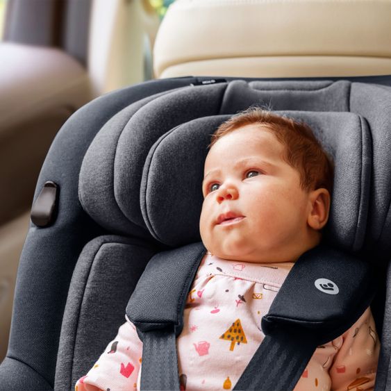 Maxi-Cosi Reboarder-Kindersitz Mica i-Size 360° drehbar ab Geburt-4 Jahre (40-105 cm) Isofix-Basis - Authentic Graphite