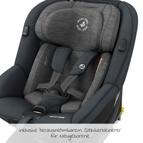 Maxi-Cosi Reboarder-Kindersitz Mica i-Size 360° drehbar ab Geburt-4 Jahre (40-105 cm) Isofix-Basis - Authentic Graphite