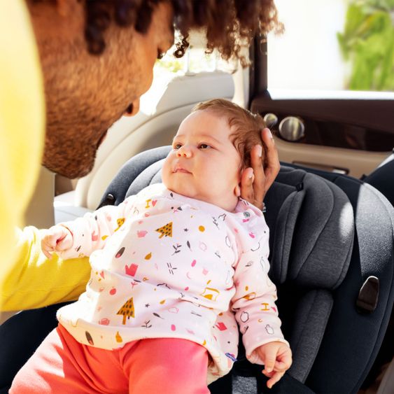 Maxi-Cosi Reboarder-Kindersitz Mica i-Size 360° drehbar ab Geburt-4 Jahre (40-105 cm) Isofix-Basis - Authentic Graphite