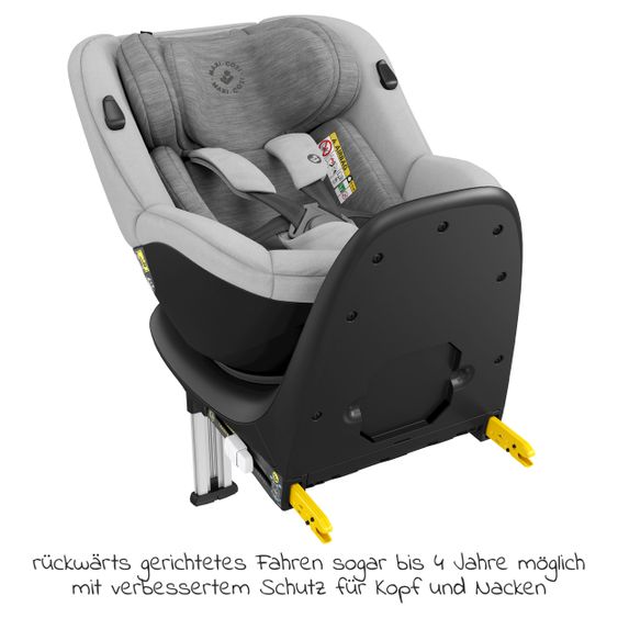 Maxi-Cosi Reboarder-Kindersitz Mica i-Size 360° Geburt-4 Jahre (40-105 cm) Isofix-Basis, Sitzschoner, Organizer - Authentic Grey